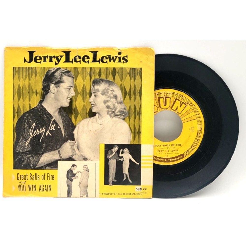 JERRY LEE LEWIS - GREAT BALLS OF FIRE / YOU WIN - POP ROCK - PICTURE SLEEVE & 45